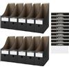 GOYADA Portariviste in cartone con etichette, 9 x 26 x 27 cm x 27 cm, porta riviste riciclabili porta libri per Shcool Home Office Desktop Organizer (nero)