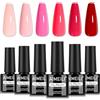 AIMEILI Kit Semipermanente Unghie Rosa 6 Colori Smalto Semipermanente Unghie UV LED Soak Off Smalti Gel Colorati Nail Art 5ml Kit 6-82
