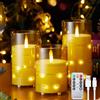 EXTSUD 3 candele a LED con catena luminosa e timer, candele a LED ricaricabili con telecomando, senza fiamma, in acrilico, per casa, Natale, compleanno, festa