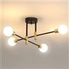 Osairous Lampadario Sputnik, Plafoniera E27 Industriali, Lampadario da Soffitto Vintage Regolabile di 180° per Soggiorno, Camera da Letto, Cucina, Diametro 72cm, Nero