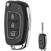 coalwop Guscio per Chiave compatibile con Hyundai i10 i20 i30 i40 ix20 ix35 Elantra Tucson Santa Fe 3 Pulsanti Pieghevole di Ricambio Telecomando