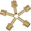 A ABSOPRO Raccordo Tubo Barb Ottone 6mm ID x 1/4 NPT Maschio Oro Set di 5 | Dritto Per Aria Acqua Carburante Moto Auto Camion -40°F A 160°F Lunghezza 18.5mm Dimensioni 14.5x13x31mm