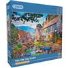 Gibsons Gibsons Games - Puzzle da 500 pezzi, motivo Tea on the River, per adulti e ragazzi, colorato paesaggio di campagna, stile nostalgico, 100% riciclato, idea regalo
