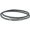 Schmuck Les Poulettes LES POULETTES BIJOUX - Bracciale Uomo Doppio Giro Due Colori Cuoio Intrecciaro Tondo Per Polso da 19cm - Grigio