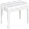 HOMCOM Panca per pianoforte, panca da tastiera regolabile in altezza in legno massello, seduta imbottita, 64 x 35 x 45-55 cm, bianco | Aosom Italy