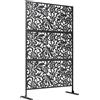 Outsunny Pannello frangivista decorativo esterno Claustra decorativo giardino 3 pannelli a motivo floreale Acciaio 122 x 45 x 198 cm Nero | Aosom Italy
