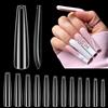 Adonafy 240 Pezzi Unghie Finte Trasparenti: 3XL Lunghe Gel Tips Unghie | 12 Taglie Tip Unghie Quadrate per Principianti Saloni Manicure Nail Art Principiante