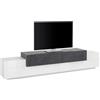 Web Furniture Mobile Porta TV 240 Cm Con 3 Ante A Ribalta Bianco Lucido e Report Corona
