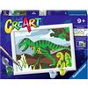 Ravensburger CreArt: Dinosauro affamato - Dipingere con i Numeri per Bambini 9+ Anni, Kit Pittura con Tavole, Cornice, Pennello e Colori Inclusi, 14 x 19 cm, Idee Regalo