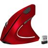 BeWishes mouse ergonomico verticale senza fili 2.4G ricaricabile ottico alta precisione 800/1200/1600 DPI, per laptop, rosso