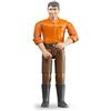bruder 60007 - uomo bworld con pelle chiara e pantaloni marroni, figura giocattolo, contadino, agricoltore