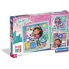 Clementoni - Puzzle per Bambini 3x48 Pezzi Supercolor, per Bambini 5+ Anni, Illustrazione con Personaggi di Gabby's Dollhouse, Idea Regalo, Made in Italy, 21x20,5 cm, 25002