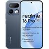 realme 16 Pro 5G Smartphone, 8GB+512GB, Display AMOLED 144Hz 6,78, Batteria 6500mAh, Fotocamera 200MP OIS, IP69K, Ricarica Rapida 45W, Doppia SIM, Next AI, Grigio