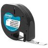 DYMO Nastro Originale PLASTICA Nero su Bianco (S0721660, 91221) (12 mm X 4 m) DYMO LetraTAG