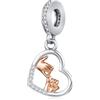 Odinstone Charm 925 Argento Cuore Charms Amore Bead Adattare Bracciale Ciondolo San Valentino Festa della Mamma Gioielli per Donne Ragazze Madre Figlia Amica