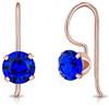 DTPsilver Orecchini Pendenti Donna Argento 925 Placcati Oro Rosa 18K con Brillantini Blu di Cristallo - Orecchini Blu Eleganti - Pendenti Classici Ipoallergenici per Pelli Sensibili
