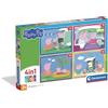 Clementoni - Puzzle per Bambini 4 in 1 Supercolor, per Bambini 3+ Anni, Illustrazione con Personaggi del Cartone Peppa Pig, Idea Regalo, Made in Italy, 19x14 cm, 21751