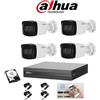 DAHUA KIT VIDEOSORVEGLIANZA DAHUA DVR 4 CANALI 4 TELECAMERE BULLET 2 MPX IR 40MT 500GB