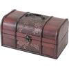 HMF Scrigno del tesoro in legno, piccola cassa del tesoro con chiusura metallica vintage per compleanno bambini, Matrimonio o anniversario | 25 x 15 x 13 cm | Giappone