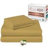 Pizuna Linens Pizuna Set lenzuola letto king size Cotone 160x200 cm Oro 400 fili 4Pz