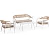 Bizzotto Set 4 salotto con cuscini jandia bianco SA27/BEIG