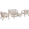 Bizzotto Set 4 salotto con cuscini kalimera timber KD