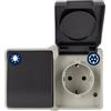 REV AquaBase - Interruttore combinato a 2 poli - A/W 1 poli, resistente agli spruzzi, IP54, 16/10A, colore: Grigio