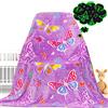 Gdindff Coperta con farfalla che si illumina al buio, viola, 130 x 150 cm, per ragazze, bambini, adulti