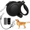 Meenewching Guinzaglio retrattile per cani, 8 m, design anti-groviglio, con protezione anti-morso e distributore di sacchetti, guinzaglio allungabile, con manico antiscivolo, per cani, 15-50 kg, nero
