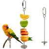 GYWHOOFT 2 supporti in acciaio inox per uccelli, frutta e verdura, accessori per pappagalli, gabbia per uccelli (23 cm, 18 cm)
