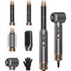 Dryhsip 5 In 1 Spazzola Asciugacapelli Regalo LED, Air Styler Per Capelli Ad Aria Calda, Hair Airstyler Hairstyler Arricciacapelli, Set Spazzole Con Phon/Phone Multifunzione Lissante Rotonda- Grey