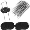 ACOMTUO 50 Pezzi picchetti telo pacciamatura+ 50 Pezzi Rondelle, Picchetti a U in Acciaio, Picchetti Giardino in Acciaio Inossidabile Zincato, Fissaggio per Erba Artificiale, Recinzione e Rete, Tessuto