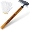 Ucatcher Zappa giapponese a mano per rimuovere le erbacce, 34 cm, in acciaio ad alto tenore di carbonio, zappe da giardino in un unico pezzo, con manico in legno massello, per diserbo