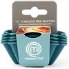 MY WAVE Master Chef Junior - Set di stampi per muffin a forma di fiore, 4 pezzi, blu tacchino, antiaderente, ideale per pasticceria