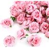 Kesote 50 Pezzi di Teste di Rosa Artificiale di Seta, Fiori di Seta, Rose Artificiali di Decorzione per Matrimonio, Festa, Casa, 4 cm (Rosa)