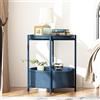 Huhote Tavolino rotondo con cestino in tessuto, piccolo comodino, comodino per soggiorno, camera da letto, bagno, balcone, stile moderno (blu)
