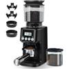 Homtone Macinacaffè Elettrico con 51 Livelli di Macinatura Regolabili, Macine Coniche in Acciaio Inox, Tecnologia Antistatica, per Espresso, Caffè Filtro e French Press, 160W (Nero)