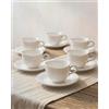 OZ HOME BAVARY Pearl Tazzine Espresso con Piattino - Servizio Caffè in Porcellana 12 Pezzi 6 Persone - 100 ml - Design ondulato con bordo perlinato - Tazzine moka/demitasse - Caffè turco - Lavastoviglie