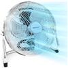 Pro Breeze Ventilatore da pavimento 30,5cm cromato, ventilatore da pavimento casa, ufficio e palestra 3 velocità e testa oscillante regolabile 110 gradi, ventilatore metallo pesante circolazione