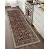 COLOR&GEOMETRY Tappeto Cucina Vintage Boho, Tappeto runner Antiscivolo e Impermeabile Grandi Dimensioni, Cuscino Antifatica da 10 mm per Davanti al Lavello e Corridoio, 60x150cm, Terra di Siena