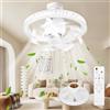YOOHBERRYS Ventilatore da Soffitto Con Luce e Telecomando, Piccolo Lampadario con Ventilatore da Soffitto, E27 Plafoniera Ventilatores Soffittos, 360 Rotazione, 3 Velocità e Timer(30cm*17.5cm)