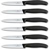Victorinox Set di Coltelli per Verdure Professionali Swiss Classic, 6 Pezzi, Coltelli Multiuso, a Punta, Lame Affilate, 10 cm, Robusti Manici in Plastica, Nero