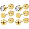 Aoedej G23 - Orecchini a perno in titanio con retro piatto, ipoallergenici, con zirconia cubica, a forma di cuore, stelle, palline, cartilagine, per donne e uomini, per elica, trago, conchiglia, elica