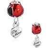 LSxAB Be Mine - Ciondolo a forma di cuore con rosa rossa, per moglie e fidanzata, compatibile con braccialetti Pandora, Metallo, Nessuna pietra preziosa