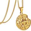 murtoo Collana da uomo con ciondolo a bussola, catena moneta, gioiello unisex argento o oro, idea regalo per donna e uomo, 50cm, Acciaio inossidabile, Senza Gemme