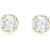 Carissima Donna 18 ct Oro Giallo 4 mm Stud zirconia cubica Rotondo