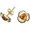 Artisana-Schmuck Orecchini in ambra di Artisana, orecchini a forma di fiore in ambra e argento sterling 925/000 placcato oro