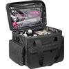 AGARES Grande borsa per il trucco con 2 tasche rimovibili, divisori staccabili e tracolla, borsa organizer professionale da viaggio per cosmetici, accessori per capelli, articoli da toeletta, salone di