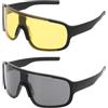 QUARKZMAN 2 Pezzi Occhiali Da Sole Sportivi Polarizzati Per Uomini Ciclismo Mountain Bike Guida Pesca Corsa Montatura Nera Lenti Grigie E Gialle
