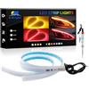 YM E-Bright DRL Strisce LED per Auto - Luci di Marcia Diurna con Indicatore di Direzione e Freno Posteriore, Ambra/Giallo e Rosso (2pcs/12 Pollici)